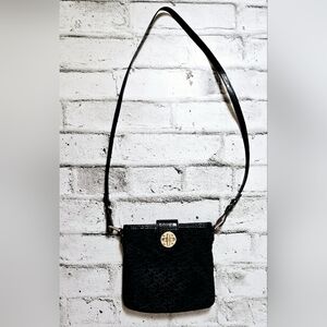 DKNY Black Logo Crossbody Purse Gold Turnlock